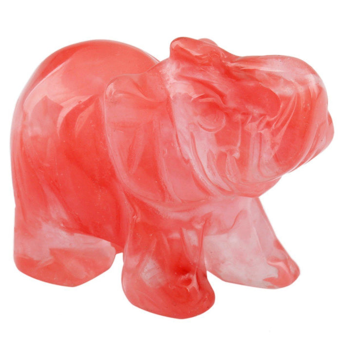 Whitewhale Healing Crystal Guardian Cherry Quartz Elephant Pocket Stone Figurines Carved Gemstone