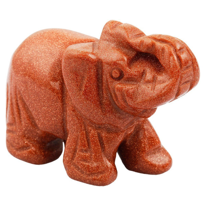Whitewhale Healing Crystal Guardian Gold Sand Stone Elephant Pocket Stone Figurines Carved Gemstone