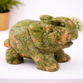 Whitewhale Healing Crystal Guardian Unakite Elephant Pocket Stone Figurines Carved Gemstone