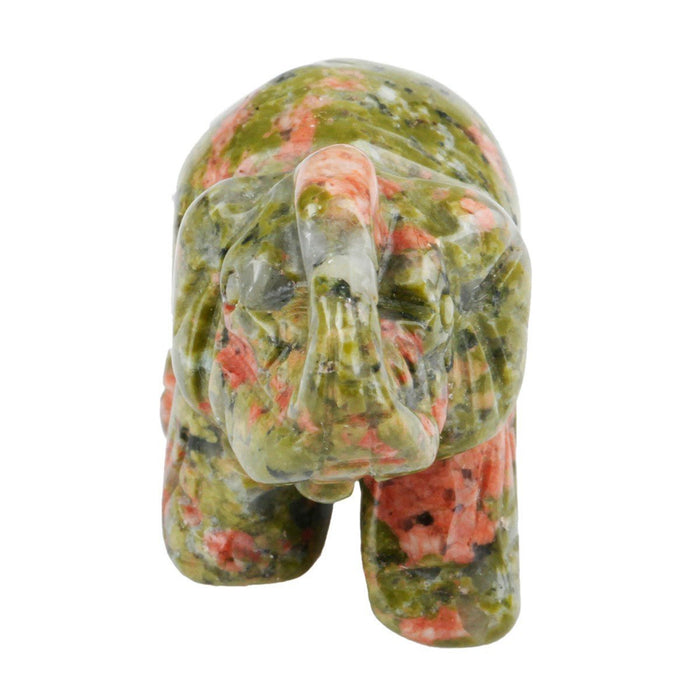 Whitewhale Healing Crystal Guardian Unakite Elephant Pocket Stone Figurines Carved Gemstone