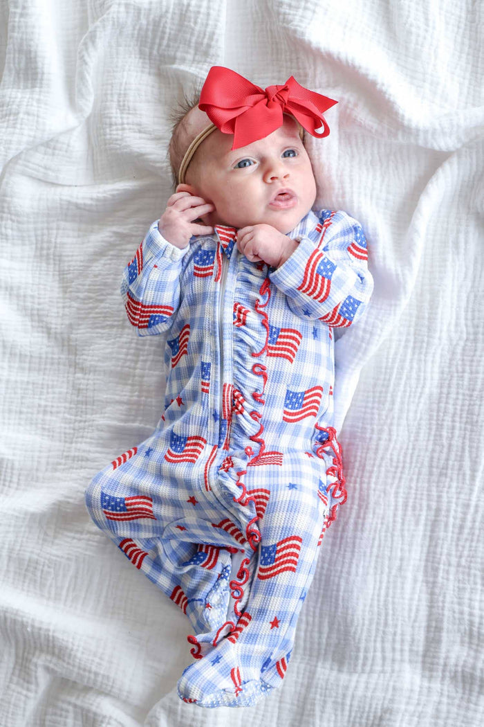 Zipper Footie- Star-Spangled Picnic by Caden Lane