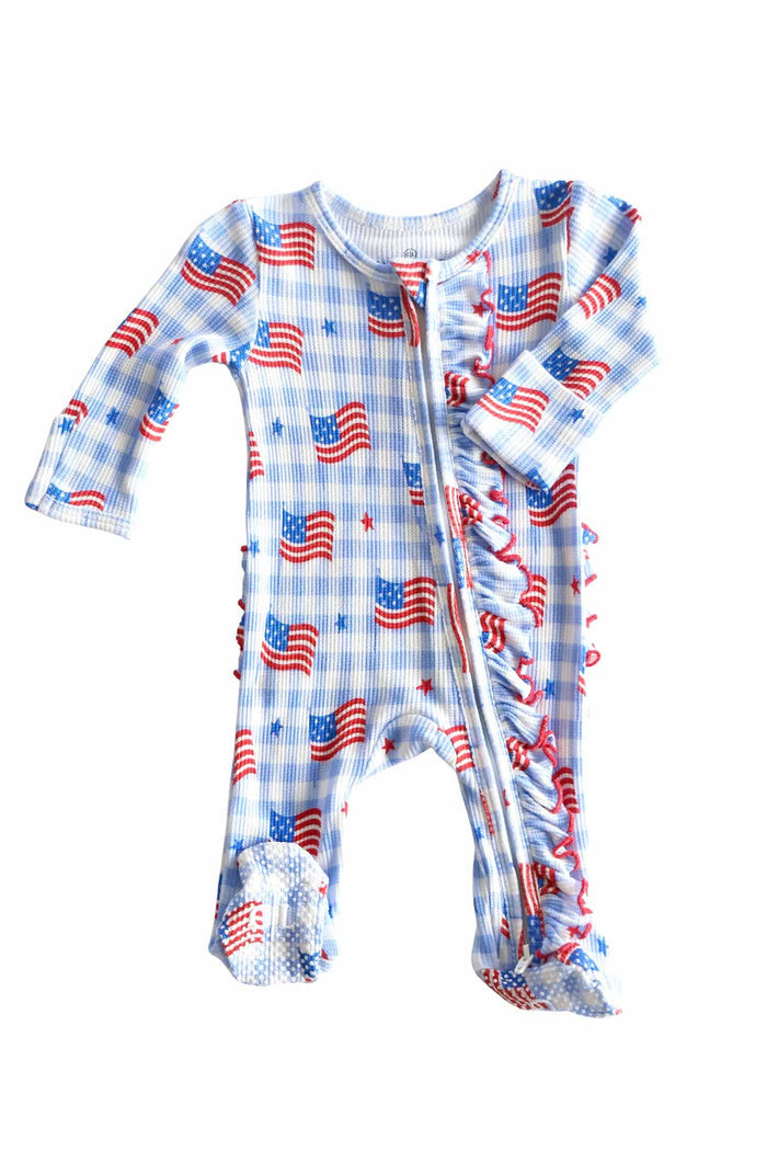 Zipper Footie- Star-Spangled Picnic by Caden Lane